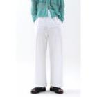 Drawstring Textured Wide-leg Pants White - One Size