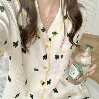 Short-sleeve Print Shirt / Sleep Pants / Shorts / Set