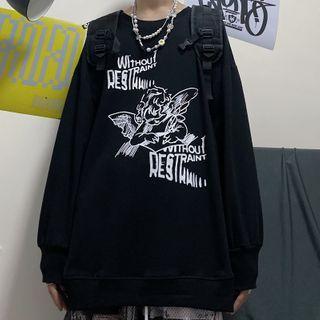 Angel Cartoon Print Sweatshirt