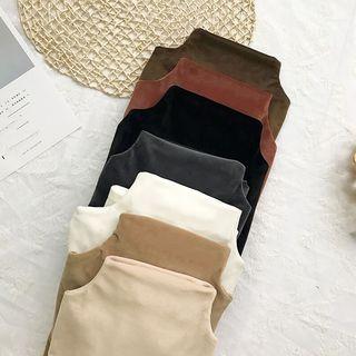 Mock Neck Plain Velvet Top