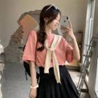 Set: Short-sleeve Plain T-shirt + Cape