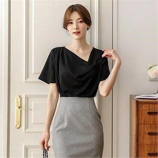 V-neck Drape-front Blouse