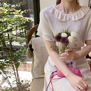 Frilled-collar Textured Top