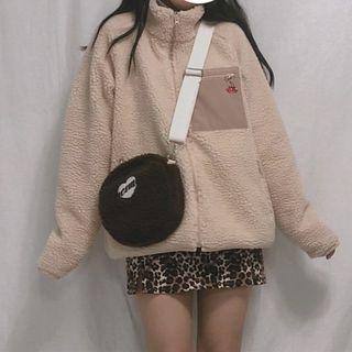 Cherry Print Zip Fleece Jacket