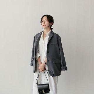 Hidden-button Pocket-detail Jacket