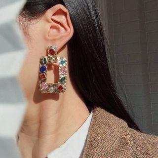 Rectangle Rhinestone Alloy Dangle Earring