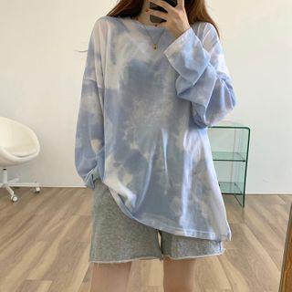Tie-dyed Long-sleeve T-shirt As Shown In Figure - One Size