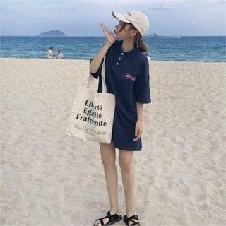 Pocket-front Lettering Polo Dress