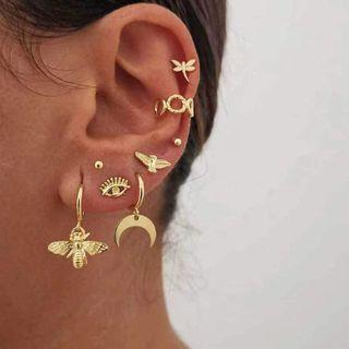 Alloy Ear Stud Set Set Of 8 - Gold - One Size