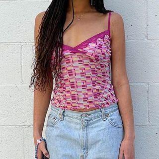 Color-block Lace-trim Camisole Top