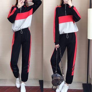 Set: Half-zip Paneled Pullover + Sweatpants