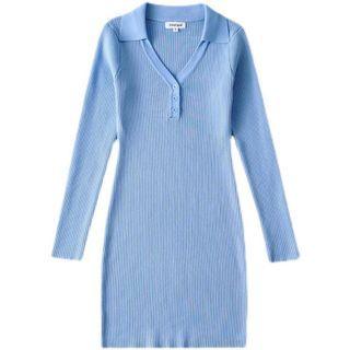 Polo-neck Knit Sheath Dress