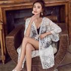 Embroidered Lace Jacket White - One Size