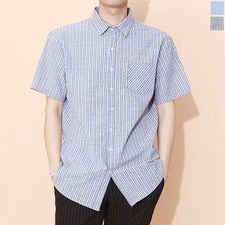 Short-sleeve Pocket-front Stripe Shirt