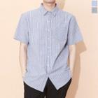 Short-sleeve Pocket-front Stripe Shirt