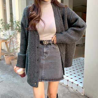 V-neck Oversized Woolen Cardigan