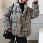 Plaid Stand Collar Padded Jacket