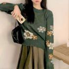 Floral Sweater Green - One Size