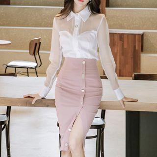 Plain Shirt / Pencil Skirt / Set