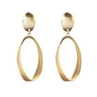 925 Sterling Silver Disc & Oval Dangle Earring Gold - One Size