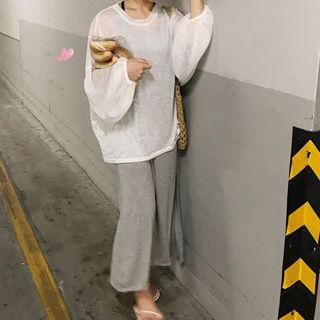Plain Midi Tank Dress / Crew-neck Long-sleeve Top