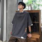 Mock Two Piece Applique Short-sleeve T-shirt