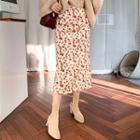 Rosette Long Corduroy Skirt