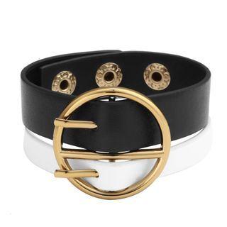 Buckled Layered Bracelet Black & White - One Size