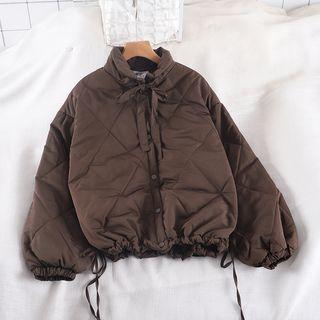 Tie-neck Quilted Button Padded Jacket