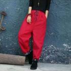 Straight-cut Pants Red - One Size
