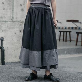 Maxi Color Block A-line Skirt