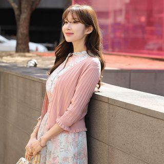 Seam-trim Frilled-edge Cardigan
