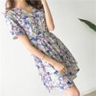 Wrap-front Floral Flare Dress