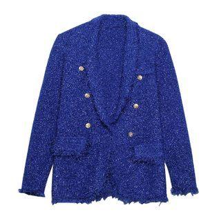 Fray Hem Double-breasted Jacket