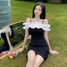 Cold-shoulder Ruffle Trim Slim-fit Dress