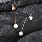 925 Sterling Silver Faux Pearl Accent Dangle Earring