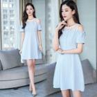 Cold-shoulder Gingham A-line Dress
