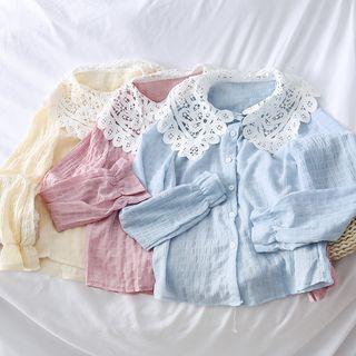 Jacquard-collar Colorblock Shirt