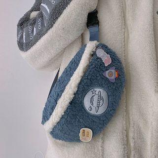 Faux Shearling Paneled Sling Bag