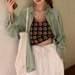 Floral Print Knit Camisole Top / Long-sleeve Shirt