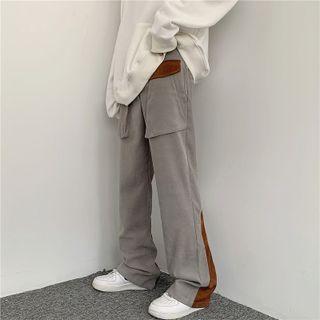 Color Block Front Pocket Straight Leg Pants