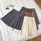 Plaid High-waist Pleated A-line Skirt