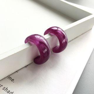 Resin Open Hoop Earring 1 Pair - S925silver Earrings - One Size