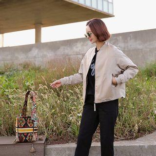 Faux Leather-panel Zip Jacket