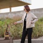 Faux Leather-panel Zip Jacket