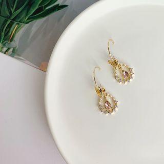 Faux Pearl Rhinestone Butterfly Dangle Earring 1 Pair - One Size