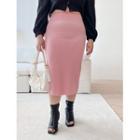Plus Size Ribbed Long Pencil Skirt In 17 Colors
