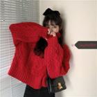 Puff Sleeve Cable Knit Cropped Top