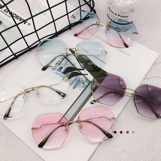 Frameless Geometric Sunglasses / Eyeglasses With Pouch / Case