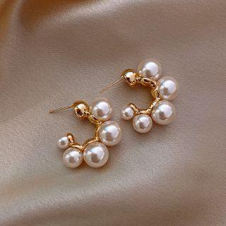 Faux Pearl Alloy Dangle Earring 1 Pair - Ndyz281 - White - One Size